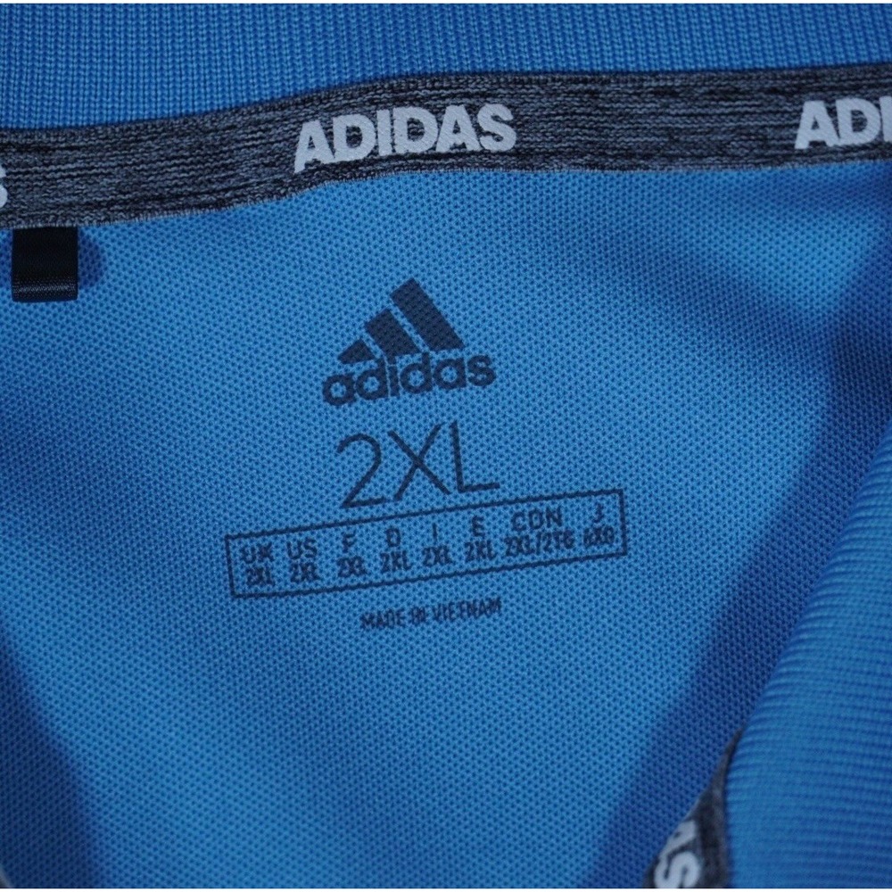 Adidas Golf Polo Shirt Mens 2XL Blue Striped Performance Short Sleeve Logo - Picture 3 of 8